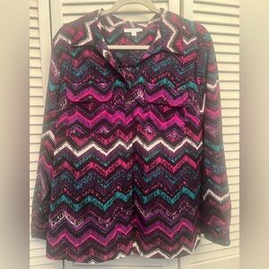 Notations Multicolor Chevron Button Down Shirt